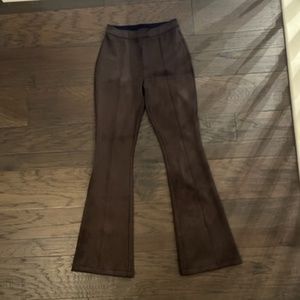 Faux Suede Flare Pants Chocolate - Regular